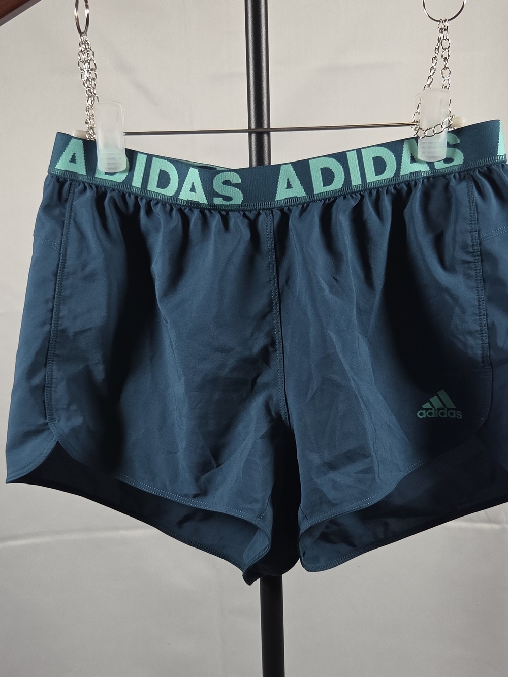 adidas Women's Teal Athletic Running Shorts with Logo Waistband
